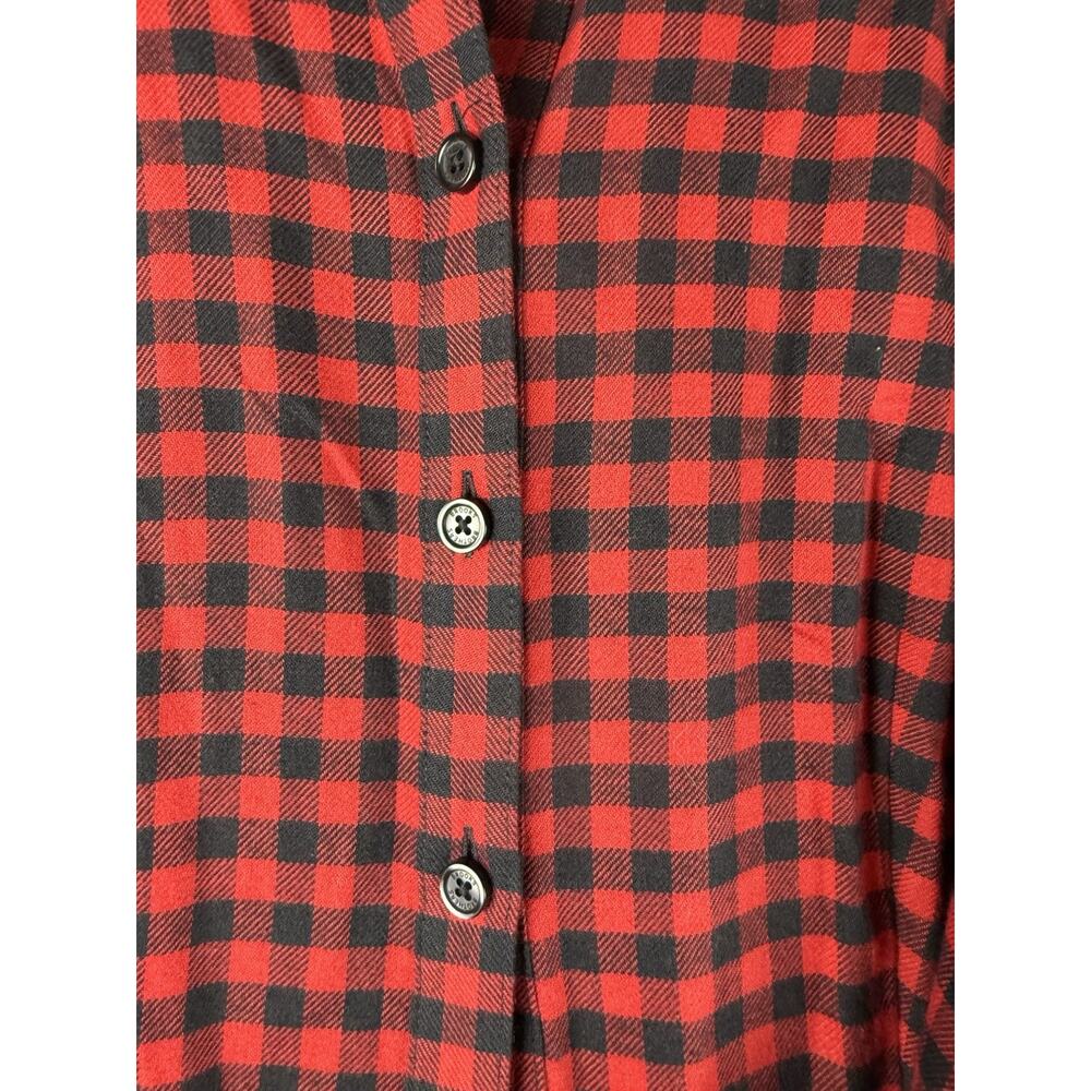 Brooks Brothers Black Red Buffalo Plaid Cotton Shirt Dress Size 2 Long Sleeve - Picture 3 of 10